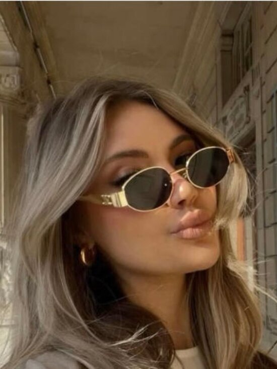 Vintage Gold Oval Sunglasses – Glamorous Retro Style, with Box main image 4